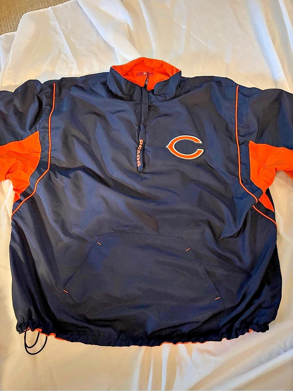 Vintage NFL Bears Color Block Pullover Jacket in Blue & Orange Interior Fleece